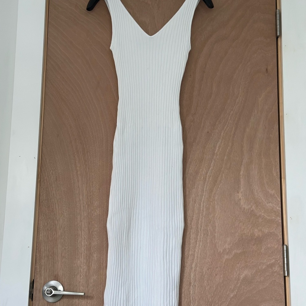 Enza Costa Ivory Ribbed Midi Dress